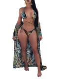 Women's Summer Three-Piece Sexy Floral Print Bikini Swimsuit