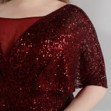 Spring and Summer Plus-Size Long Sequin Formal Party Evening Dress