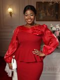 Flower Long Sleeve Elegant Cocktail & Formal Party Bodycon Dress