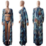 Women's Summer Three-Piece Sexy Floral Print Bikini Swimsuit