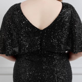 Spring and Summer Plus-Size Long Sequin Formal Party Evening Dress