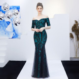 Elegant Spring Off-Shoulder Fishtail Long Party Dress for Women