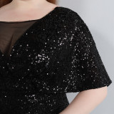 Spring and Summer Plus-Size Long Sequin Formal Party Evening Dress