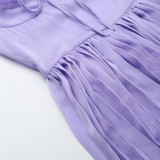 Summer Sexy Low Back Tie Holidays Pleated Strap Long Dress