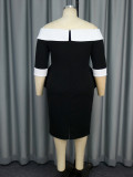 Plus-Size Contrast Off-Shoulder Formal & Cocktail Party Bodycon Dress