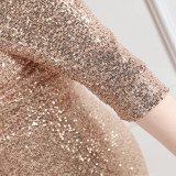 Spring and Summer Long Sequin Plus-Size Formal Party Evening Dress