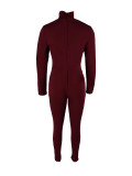 Elegant High-Neck Long Sleeve Tight Slim Jumpsuit