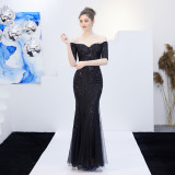 Elegant Spring Off-Shoulder Fishtail Long Party Dress for Women