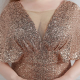 Spring and Summer Plus-Size Long Sequin Formal Party Evening Dress