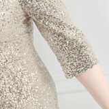Spring and Summer Long Sequin Plus-Size Formal Party Evening Dress
