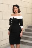 Plus-Size Contrast Off-Shoulder Formal & Cocktail Party Bodycon Dress
