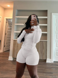 Spring Sports Casual Tight Fitting Long Sleeve Two-Piece Shorts Set