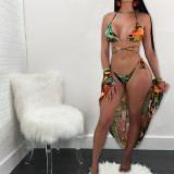 Women's Summer Three-Piece Sexy Floral Print Bikini Swimsuit