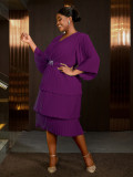 Ruffle Sleeve Formal & Cocktail Party Slim Waist Chiffon Dress