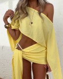 Summer Beach Holidays Sunscreen Breathable Long Sleeve Two Piece Skirt Set