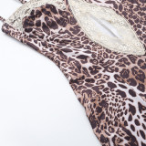 Summer Leopard Slit Strap Women's Dress