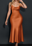 Women's Solid One-Shoulder Slash-Shoulder Slit Sexy Dress