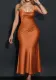 Women's Solid One-Shoulder Slash-Shoulder Slit Sexy Dress