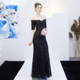 Elegant Spring Off-Shoulder Fishtail Long Party Dress for Women