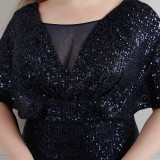 Spring and Summer Plus-Size Long Sequin Formal Party Evening Dress