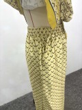Women's Plus Size African Fashion Loose Contrast Color Printed Shirt & Wide Leg Pants Two-Piece Set