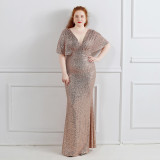 Spring and Summer Plus-Size Long Sequin Formal Party Evening Dress