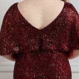 Spring and Summer Plus-Size Long Sequin Formal Party Evening Dress