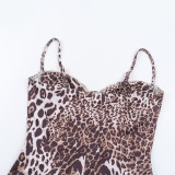 Summer Leopard Slit Strap Women's Dress