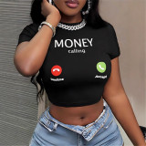 Women Summer Street Sexy Crop Short Sleeve T-shirt