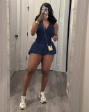 Women Casual Washed Sleeveless Romper