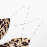 Women Sexy Lace Print Chain Backless Sleeveless Top