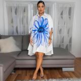 Women Casual Print Turndown Collar Print Dress