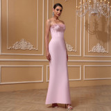 Women Strapless Fishtail Bandage Dress