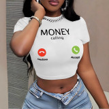 Women Summer Street Sexy Crop Short Sleeve T-shirt