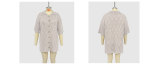 Women Spring Summer Turndown Collar Casual Short Sleeve Knitting Top