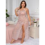 Women See-Through Mesh Slit Sexy Suspender Skirt Two Piece Set