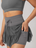 Women Summer Lace-up Pleated Skirt