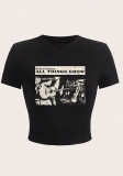Women Summer Street Style Rock Style Sexy Crop Short Sleeve T-shirt