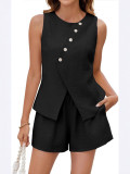 Women Spring Casual sleeveless Top shorts Two Piece Set