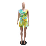 Women Summer Print Sleeveless Lace Jumpsuit