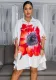 Women Elegant Print Turndown Collar Shirt