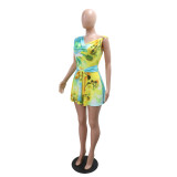 Women Summer Print Sleeveless Lace Jumpsuit