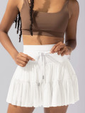 Women Summer Lace-up Pleated Skirt