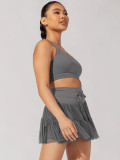 Women Summer Lace-up Pleated Skirt