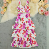 Women Spring Summer printed Top and skirt Two Piece Set