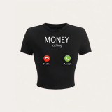 Women Summer Street Sexy Crop Short Sleeve T-shirt