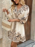 Women Summer Half-Sleeve Lace-Up Dress