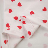 Women Heart Print Lace V-Neck Suspender Top and Shorts Two Piece Set