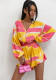 Women Summer V-neck Single-breasted Long Sleeve Jumpsuit