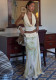 Women Sexy Halter Neck Backless Top Patchwork Mesh Print Slit Skirt Two Piece Set